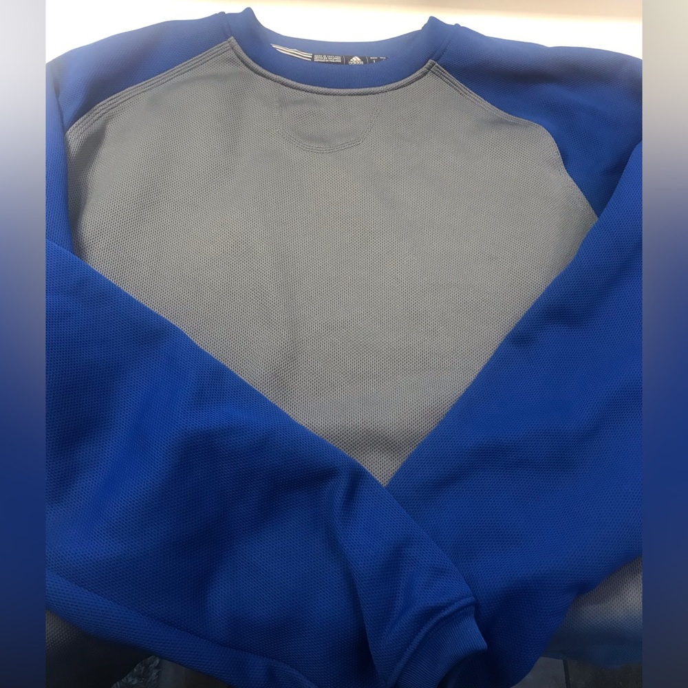 Adidas Men’s Blue and Gray Crewneck Sweatshirt